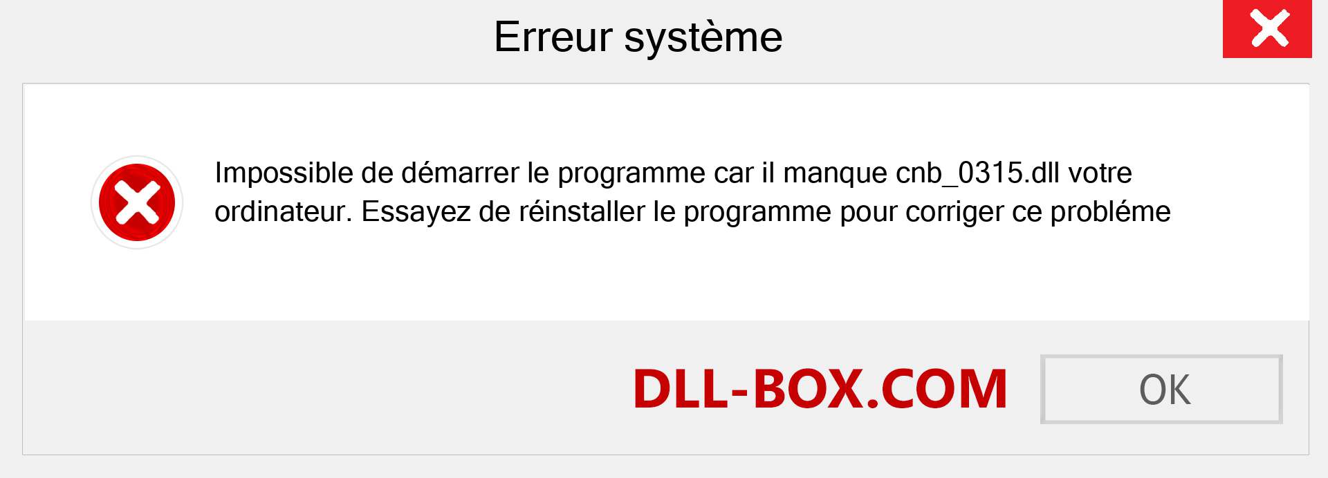 Le fichier cnb_0315.dll est manquant ?. Télécharger pour Windows 7, 8, 10 - Correction de l'erreur manquante cnb_0315 dll sur Windows, photos, images